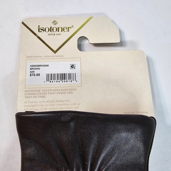 Isotoner Touchscreen Ready Brown Leather Gloves S/M 430M3BRWSM - Picture 4 of 4